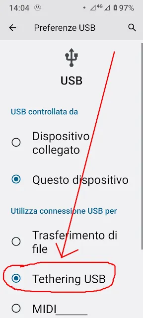 Tethering USB Motorola g22